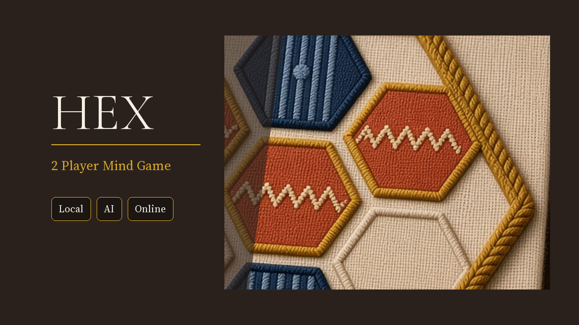 Hex: 2 Player Mind Game — folkloric weave of red and blue hexes